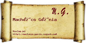 Machács Génia névjegykártya